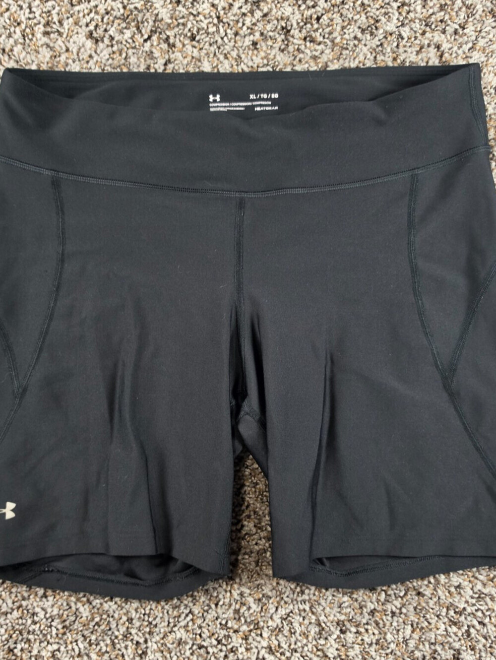 Under Armour Womens Sz XL Compression Bike Shorts Black Athletic